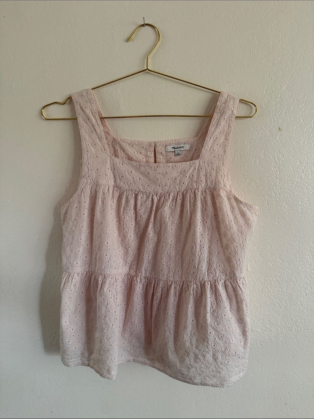 Madewell Blush Eyelet Tiered Tank Top